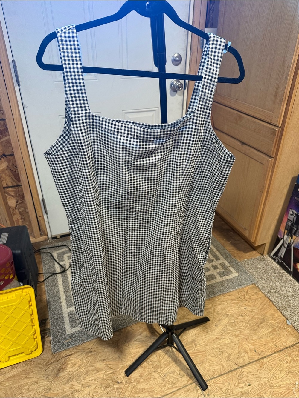 A New Day Black White Gingham Mini Dress XL NWT Sleeveless Square Neck - Picture 5 of 9
